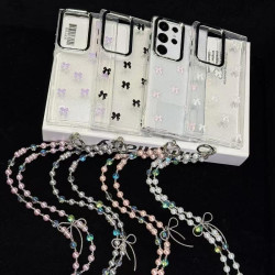 For Samsung Galaxy S24+ 5G Little Fresh Bow Neck Chain TPU Phone Case(Pink)
