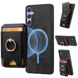 For Samsung Galaxy S24+ 5G Retro Splitable Magnetic Stand Card Bag Leather Phone Case(Black)