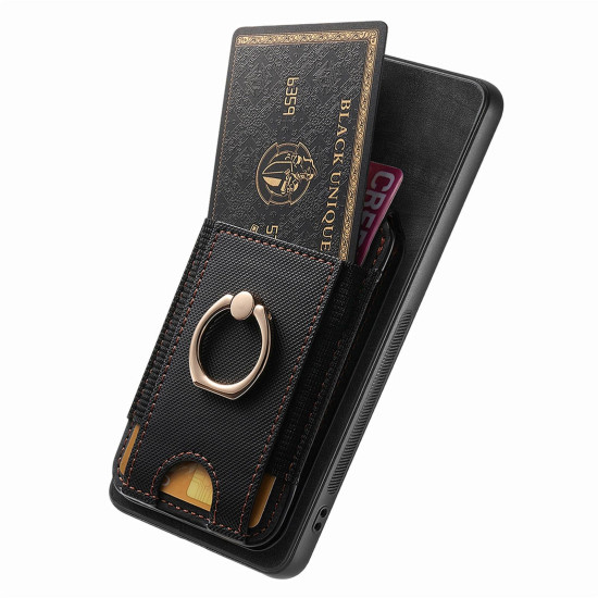 For Samsung Galaxy S24+ 5G Retro Splitable Magnetic Stand Card Bag Leather Phone Case(Black)