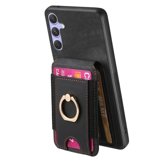 For Samsung Galaxy S24+ 5G Retro Splitable Magnetic Stand Card Bag Leather Phone Case(Black)
