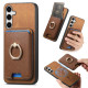 For Samsung Galaxy S24+ 5G Retro Cross Leather Ring Vertical Insert Card Bag MagSafe Phone Case(Brown)