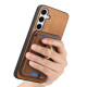 For Samsung Galaxy S24+ 5G Retro Cross Leather Ring Vertical Insert Card Bag MagSafe Phone Case(Brown)