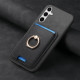 For Samsung Galaxy S24+ 5G Retro Cross Leather Ring Vertical Insert Card Bag MagSafe Phone Case(Black)