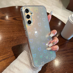For Samsung Galaxy S24+ 5G Laser Heart Clear TPU Shockproof Phone Case(Transparent White)