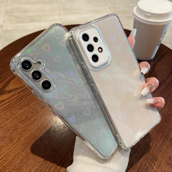 For Samsung Galaxy S24+ 5G Laser Heart Clear TPU Shockproof Phone Case(Transparent White)