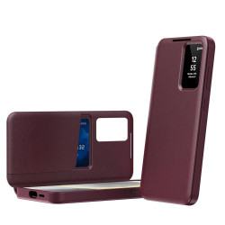 For Samsung Galaxy S24+ 5G Smart View Window Leather Phone Case with Card Slot(Red)