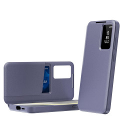 For Samsung Galaxy S24+ 5G Smart View Window Leather Phone Case with Card Slot(Purple)