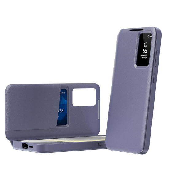 For Samsung Galaxy S24+ 5G Smart View Window Leather Phone Case with Card Slot(Purple)
