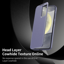 For Samsung Galaxy S24+ 5G Smart View Window Leather Phone Case with Card Slot(Purple)