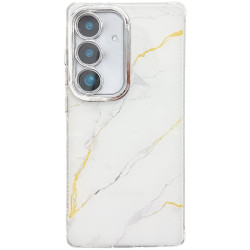 For Samsung Galaxy S24+ 5G Electroplated Marble Texture Phone Case(Gold White M1)