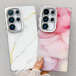For Samsung Galaxy S24+ 5G Electroplated Marble Texture Phone Case(Gold White M1)