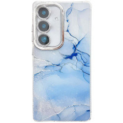 For Samsung Galaxy S24+ 5G Electroplated Marble Texture Phone Case(Blue M11)
