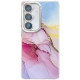 For Samsung Galaxy S24+ 5G Electroplated Marble Texture Phone Case(Gold Pink Red M12)