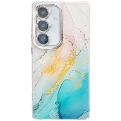 For Samsung Galaxy S24+ 5G Electroplated Marble Texture Phone Case(Yellow Green M13)