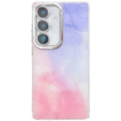 For Samsung Galaxy S24+ 5G Electroplated Marble Texture Phone Case(Purple Pink M14)