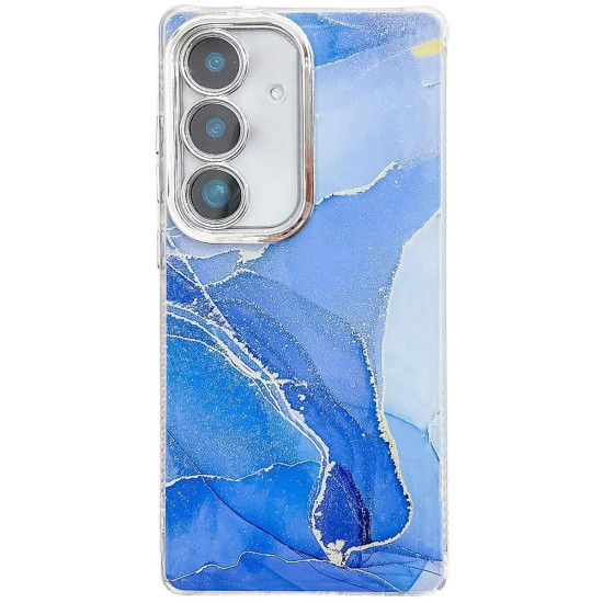 For Samsung Galaxy S24+ 5G Electroplated Marble Texture Phone Case(Dark Blue M16)