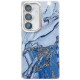 For Samsung Galaxy S24+ 5G Electroplated Marble Texture Phone Case(Navy Blue M17)