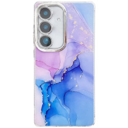 For Samsung Galaxy S24+ 5G Electroplated Marble Texture Phone Case(Purple Blue M18)