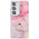 For Samsung Galaxy S24+ 5G Electroplated Marble Texture Ring Holder Phone Case(Pink S2)