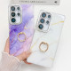 For Samsung Galaxy S24+ 5G Electroplated Marble Texture Ring Holder Phone Case(Navy Blue S17)