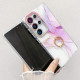 For Samsung Galaxy S24+ 5G Electroplated Marble Texture Ring Holder Phone Case(Navy Blue S17)