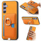 For Samsung Galaxy S24+ 5G Retro Cross Leather Ring Side Insert Card Bag MagSafe Phone Case(Yellow)