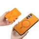 For Samsung Galaxy S24+ 5G Retro Cross Leather Ring Side Insert Card Bag MagSafe Phone Case(Yellow)