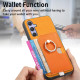 For Samsung Galaxy S24+ 5G Retro Cross Leather Ring Side Insert Card Bag MagSafe Phone Case(Yellow)