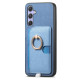 For Samsung Galaxy S24+ 5G Retro Cross Leather Ring Side Insert Card Bag MagSafe Phone Case(Blue)