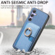 For Samsung Galaxy S24+ 5G Retro Cross Leather Ring Side Insert Card Bag MagSafe Phone Case(Blue)