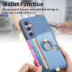 For Samsung Galaxy S24+ 5G Retro Cross Leather Ring Side Insert Card Bag MagSafe Phone Case(Blue)