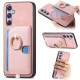 For Samsung Galaxy S24+ 5G Retro Cross Leather Ring Side Insert Card Bag MagSafe Phone Case(Pink)