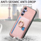 For Samsung Galaxy S24+ 5G Retro Cross Leather Ring Side Insert Card Bag MagSafe Phone Case(Pink)