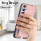 For Samsung Galaxy S24+ 5G Retro Cross Leather Ring Side Insert Card Bag MagSafe Phone Case(Pink)