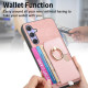 For Samsung Galaxy S24+ 5G Retro Cross Leather Ring Side Insert Card Bag MagSafe Phone Case(Pink)