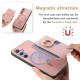 For Samsung Galaxy S24+ 5G Retro Cross Leather Ring Side Insert Card Bag MagSafe Phone Case(Pink)