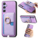 For Samsung Galaxy S24+ 5G Retro Cross Leather Ring Side Insert Card Bag MagSafe Phone Case(Purple)