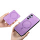 For Samsung Galaxy S24+ 5G Retro Cross Leather Ring Side Insert Card Bag MagSafe Phone Case(Purple)