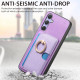 For Samsung Galaxy S24+ 5G Retro Cross Leather Ring Side Insert Card Bag MagSafe Phone Case(Purple)