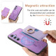 For Samsung Galaxy S24+ 5G Retro Cross Leather Ring Side Insert Card Bag MagSafe Phone Case(Purple)