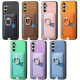 For Samsung Galaxy S24+ 5G Retro Cross Leather Ring Side Insert Card Bag MagSafe Phone Case(Purple)