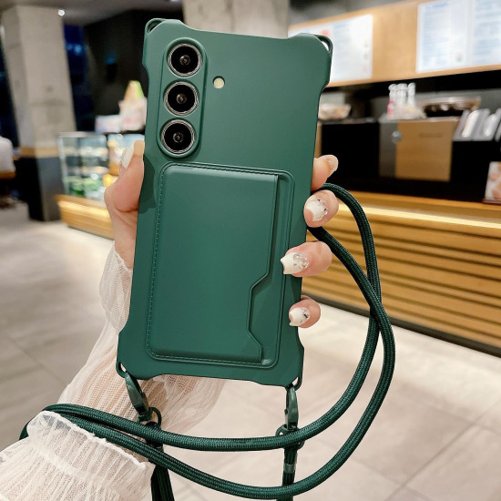 For Samsung Galaxy S24+ 5G Liquid TPU Card Bag Four Corner Shockproof Phone Case(Green)