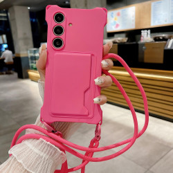 For Samsung Galaxy S24+ 5G Liquid TPU Card Bag Four Corner Shockproof Phone Case(Rose Red)
