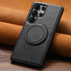 For Samsung Galaxy S23+ 5G Suteni G3 Oil Wax 360 Rotation Holder MagSafe Back Phone Case(Black)