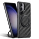 For Samsung Galaxy S23+ 5G Suteni G3 Carbon Fiber Leather 360 Rotation Holder MagSafe Phone Case(Black)