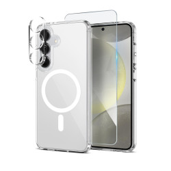 For Samsung Galaxy S24+ 5G NORTHJO 3 in 1 PC MagSafe Phone Case with Screen Film and Lens Film(Clear)