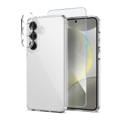 For Samsung Galaxy S24+ 5G NORTHJO 3 in 1 Clear Phone Case with Screen Protector Lens Film