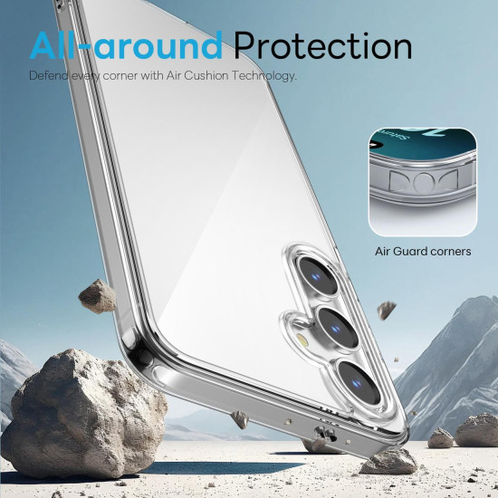For Samsung Galaxy S24+ 5G NORTHJO 3 in 1 Clear Phone Case with Screen Protector Lens Film