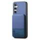 For Samsung Galaxy S24+ 5G Twill Fabric Leather Vertical Flip RFID Card Bag Phone Case(Blue)