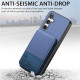 For Samsung Galaxy S24+ 5G Twill Fabric Leather Vertical Flip RFID Card Bag Phone Case(Blue)